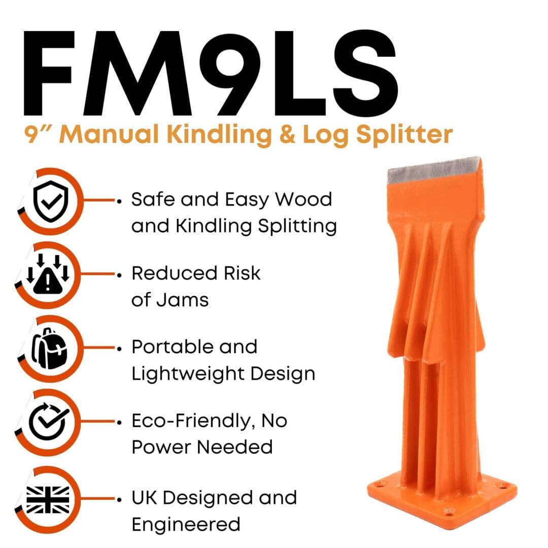 FM9LS 9" Manual Kindling & Log Splitter - Portable Precision and Safety for All Your Wood-Splitting Needs