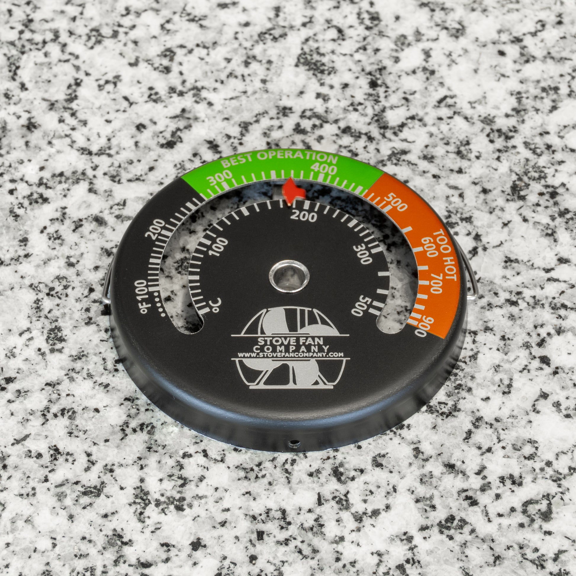 Wood Stove Thermometer temperature dial close up