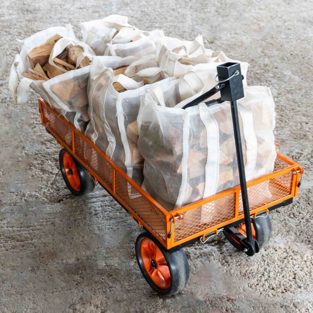 Garden Trolley Cart - Heavy-Duty Garden Cart/Wagon with Fold-Down Mesh Sides & All-Terrain Wheels