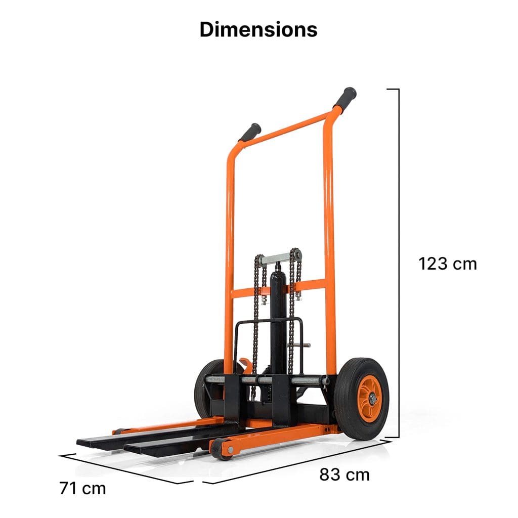 High Lift Folding Pallet Truck 200KG - Manual Stacker & Keg Lifter - Lift Height 92cm