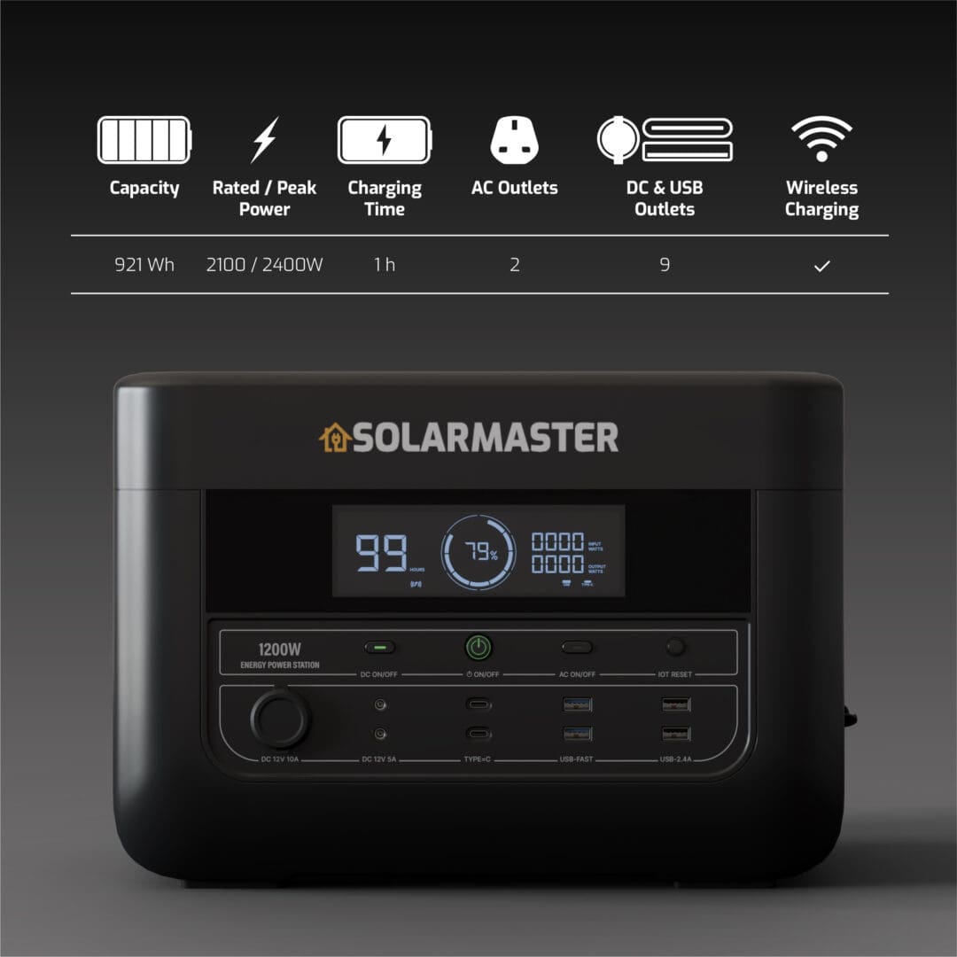 Solar Master GEN-1200 ‘Pathfinder’ Portable Power Station | 912Wh, 1200W (2400W Peak)