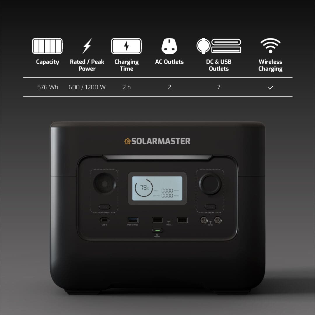 Solar Master GEN-600 ‘Nomad’ Portable Power Station | 576Wh, 600W (1200W Peak)