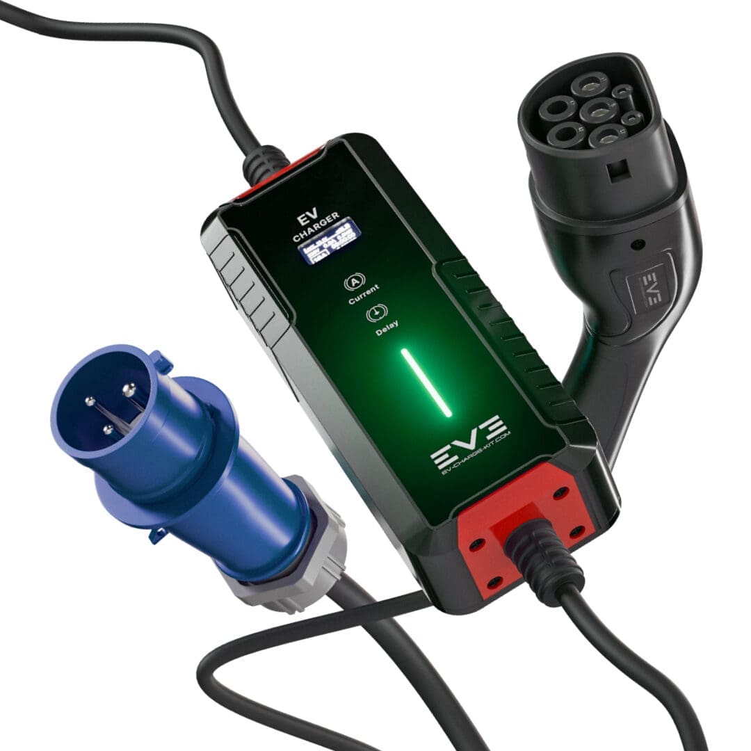 MAX32 Series Type 2 EV Charger | Adjustable 6A–32A, Smart Connectivity, Weatherproof, Blue Commando Plug