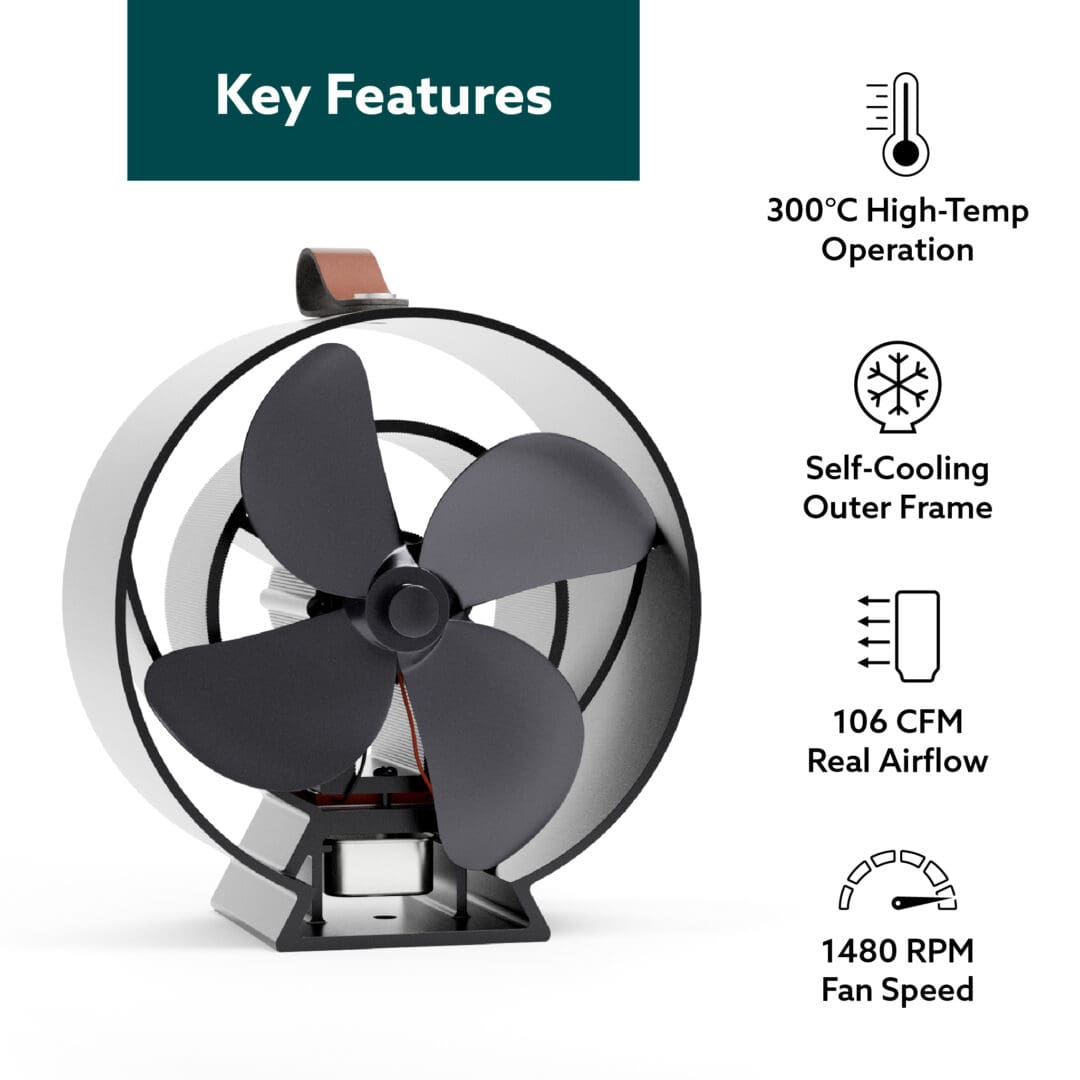 Viking Ember 360° Heat Powered Stove Fan - Patented Premium Wood Burner & Log Burner Eco Fan with In-Built Fragrance System