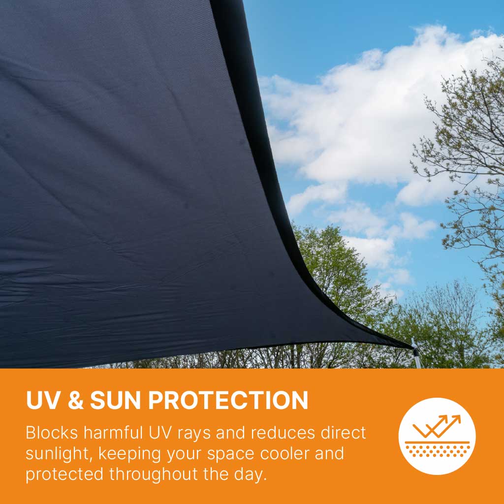 Shade Sail with Poles - UV-Resistant, Weatherproof Garden Canopy - Adjustable Telescopic Sun Shade for Patio, Camping & Events