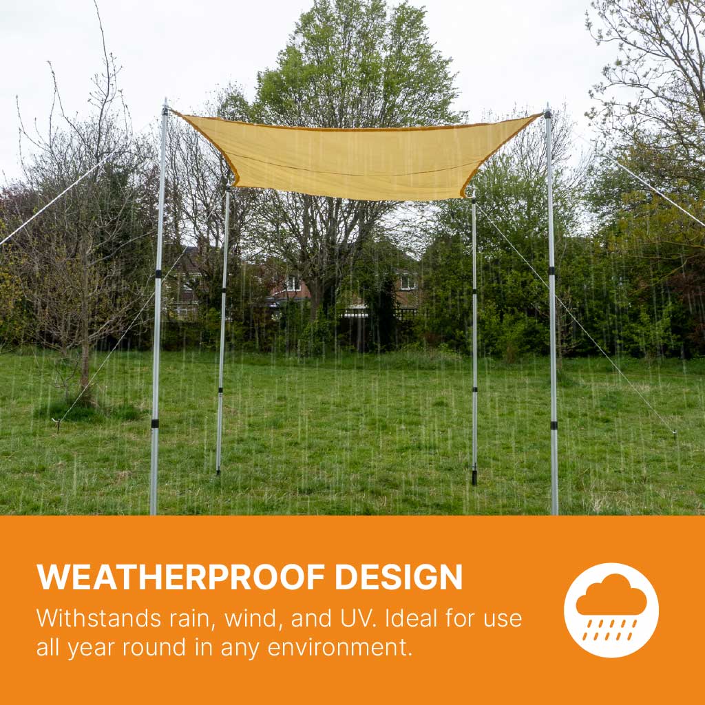 Shade Sail with Poles - UV-Resistant, Weatherproof Garden Canopy - Adjustable Telescopic Sun Shade for Patio, Camping & Events