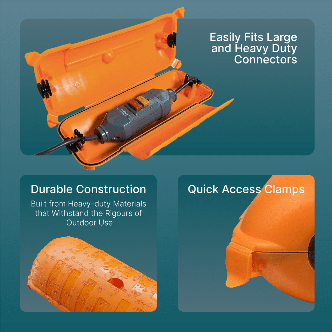 Extension Cord Weatherproof Safety Cover - Protection for Outdoor Plugs, Sockets, and Wires