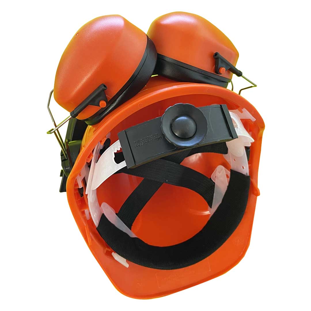 Safety Helmet with Mesh Visor and Ear Defenders
