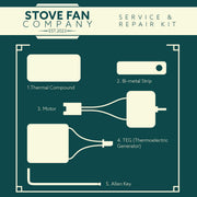 Stove Fan Service Kit contents diagram
