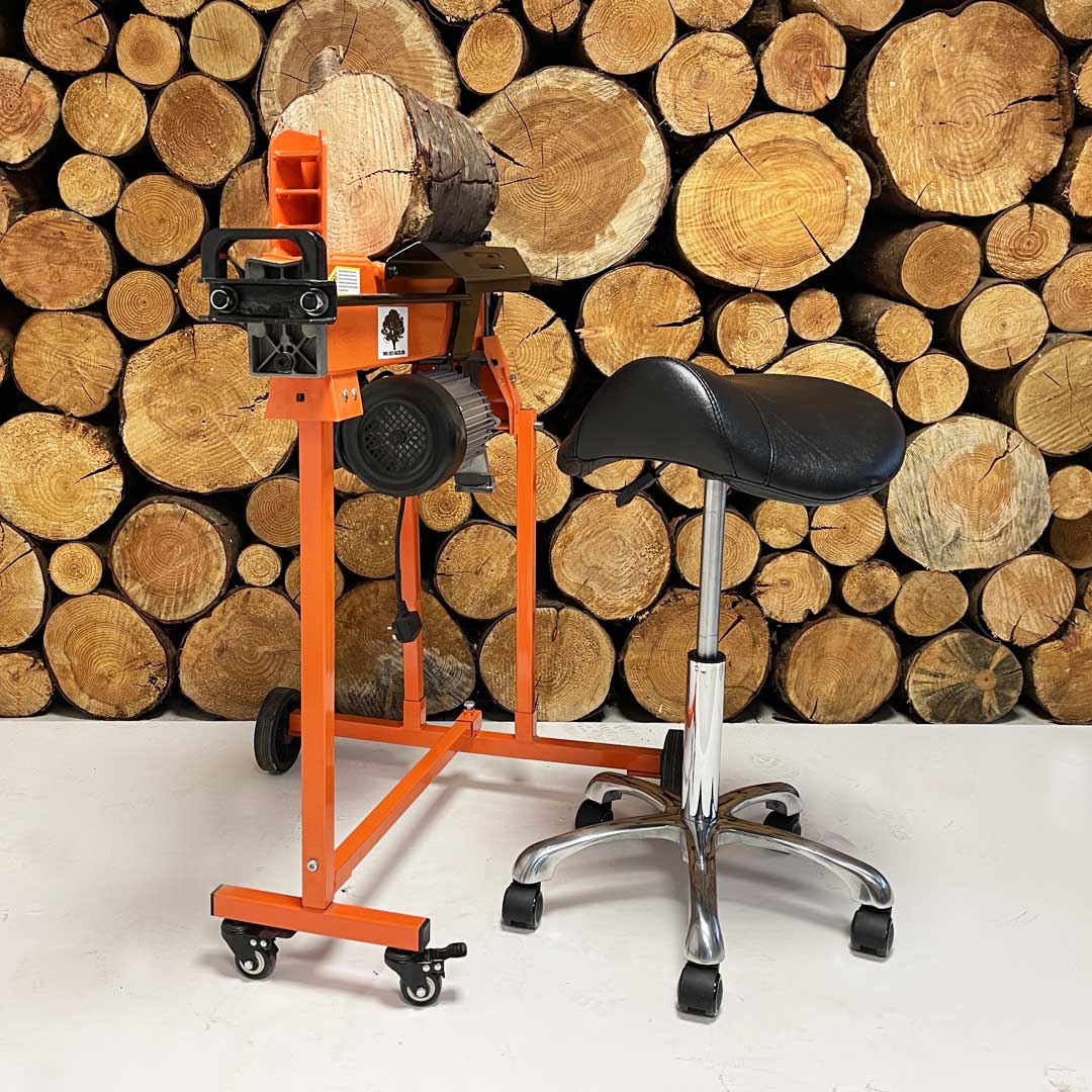 electric log splitter with stool