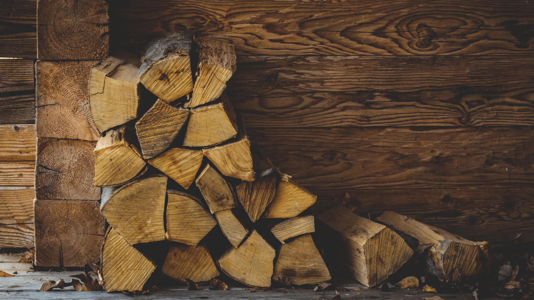 firewood stack, stack of logs for burning