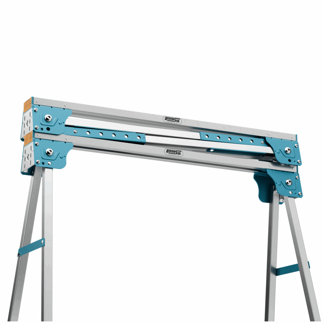Folding Sawhorse Pair – Adjustable-Height Trestles with Timber Hooks & Non-Slip Feet | Portable Workbench Supports - Image 8