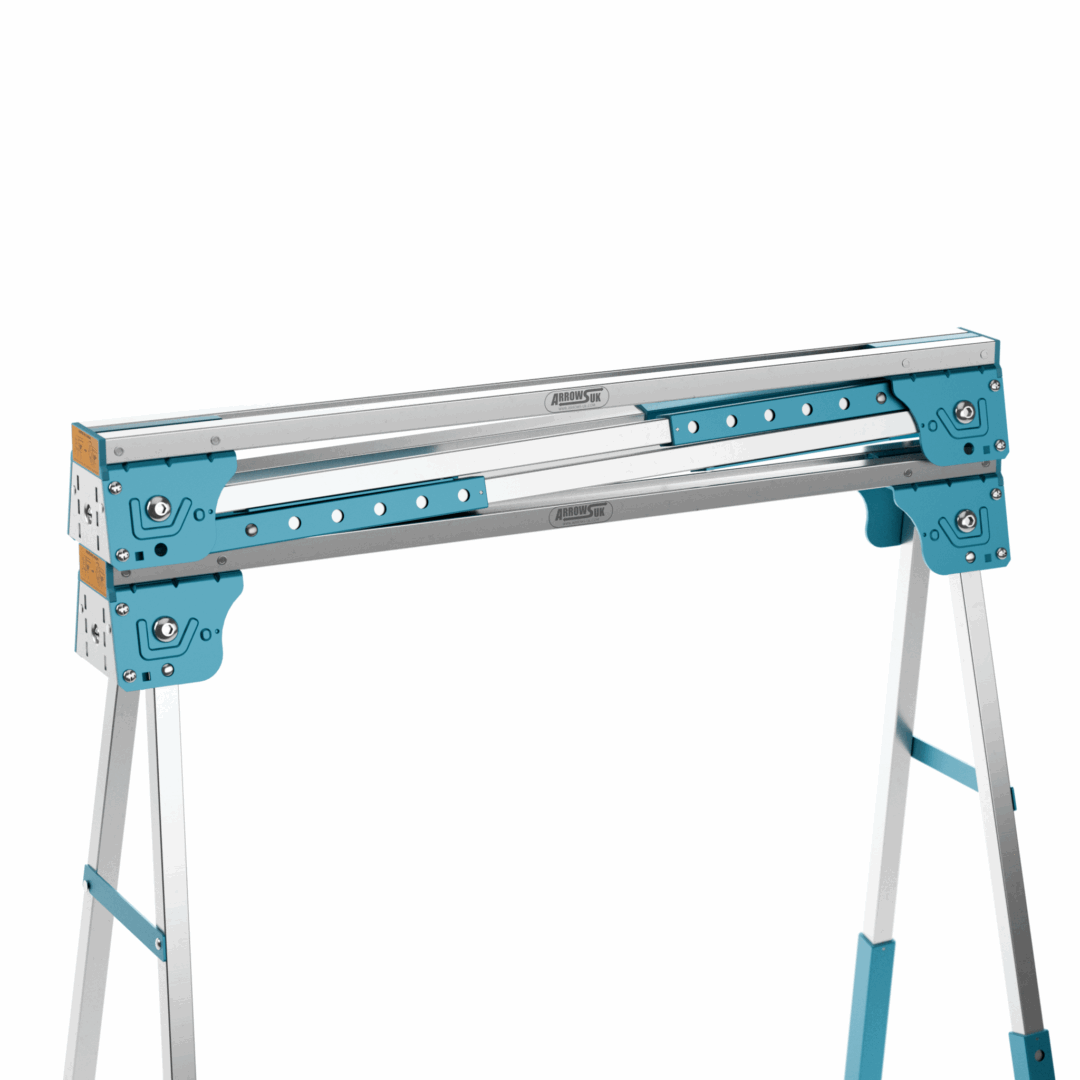 Folding Sawhorse Pair – Adjustable-Height Trestles with Timber Hooks & Non-Slip Feet | Portable Workbench Supports - Image 7