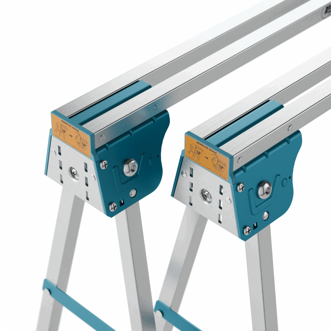 Folding Sawhorse Pair – Adjustable-Height Trestles with Timber Hooks & Non-Slip Feet | Portable Workbench Supports - Image 5