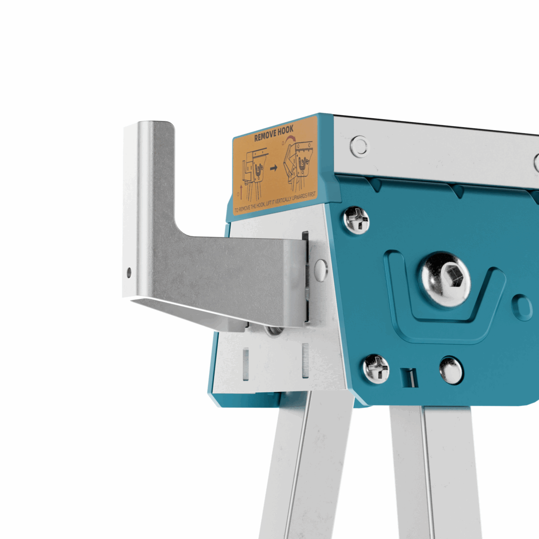 Folding Sawhorse Pair – Adjustable-Height Trestles with Timber Hooks & Non-Slip Feet | Portable Workbench Supports - Image 4